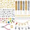 18K Gold-Plated Stainless Steel Jewelry Chain Kit – 6 Rolls (19.7ft Total) with 348 Charms, Jump Rings & Lobster Clasps | DIY Necklace & Bracelet Making Set